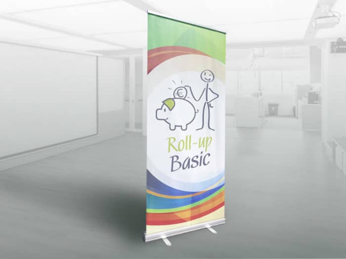 Roll-up Banner Basic budget günstiger billig Roll-up tragbar Roller Banner Grossformatdruck Werbedruck Expo Event Messe
