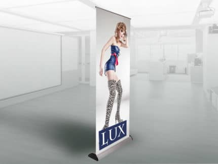 Roll-up Lux Premium Erstklassige Spitzenqualität tragbar Roller Banner drucken Grossformatdruck Werbedruck Expo Event Messe