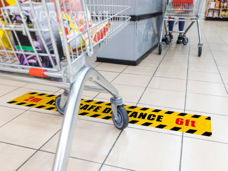 Warnung Bodenaufkleber Covid Corona Anti-Rutsch Aufkleber Großformatdruck