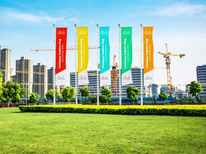 Auslegerfahnen Bauflaggen Polyester