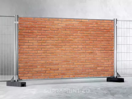 Bauzaunbanner Hintergrund bedruckte Blende aus Netz Klassische Backsteinmauer
