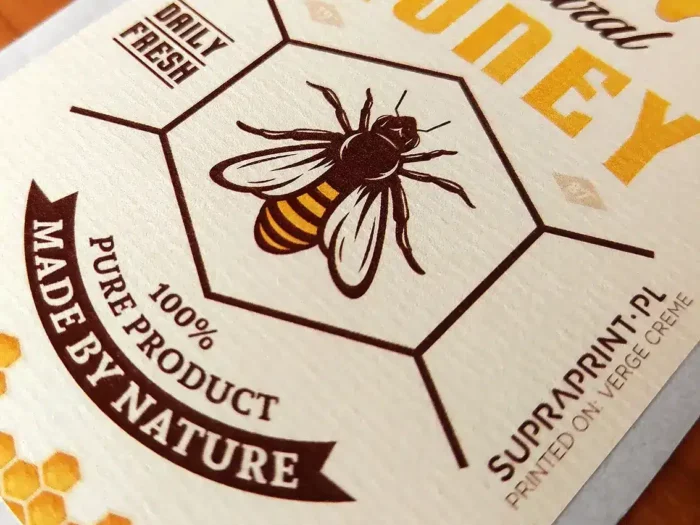 Etiketten auf Dekorpapieren für Honig gestreiftes selbstklebendes cremefarbenes Papier Verge Creme