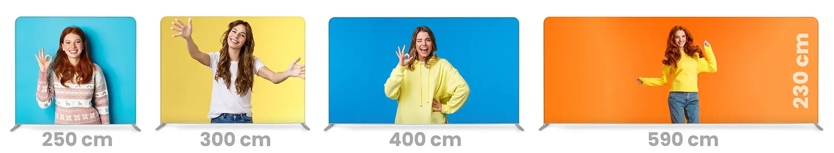 Gerade Textilwerbewand, 4 Größen