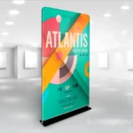 Werbestand Textil mit auf Stoff gedruckten Grafiken