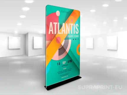 Werbestand Textil mit auf Stoff gedruckten Grafiken