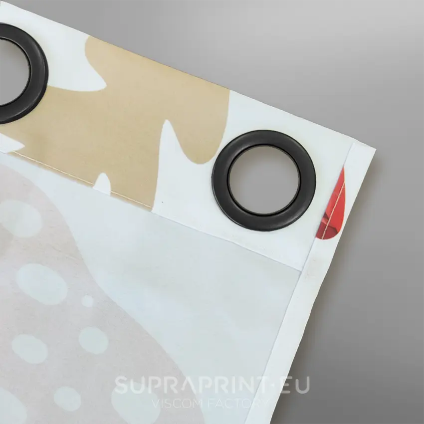 Vorhang mit eigenem Aufdruck- Schwarz Ösen