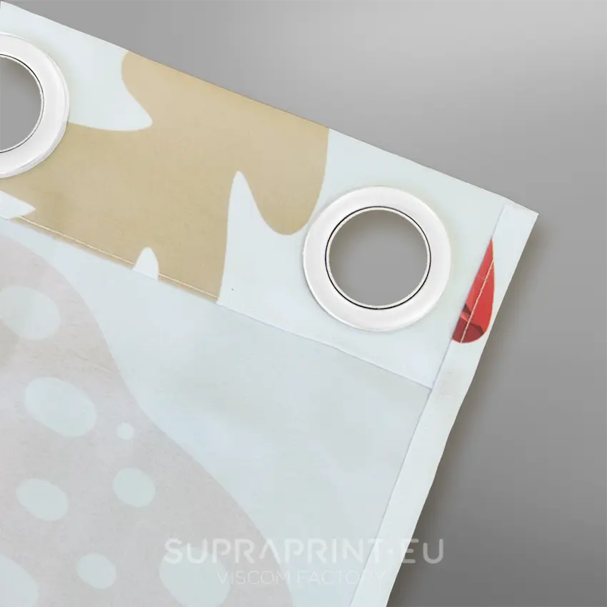 Vorhang mit eigenem Aufdruck - Weiß Ösen