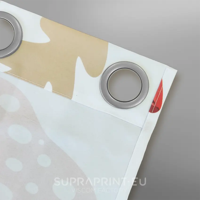 Vorhang mit eigenem Aufdruck - silberne Satin Ösen