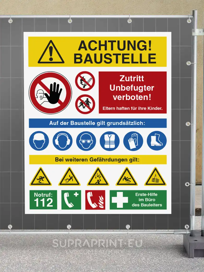 Bauzaunbanner Sicherheit Baustellen Sicherheitsschilder drucken für der Bauzaun
