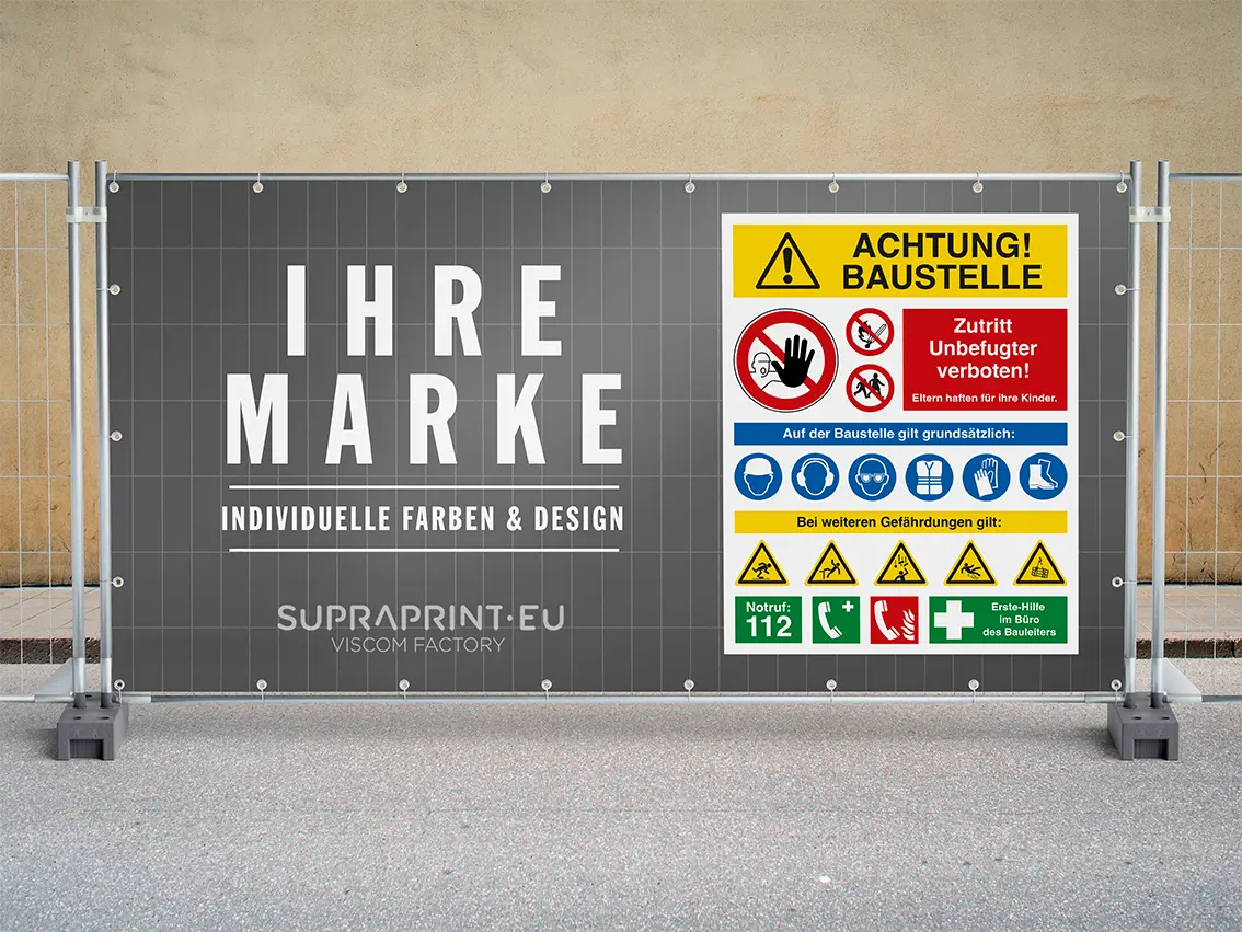Bauzaunbanner Sicherheit Bauzaunbanner Sicherheit drucken mit individuelle Motiv