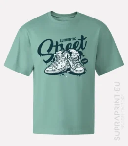 T-Shirts in trendiger und frischer Pistazienminzfarbe, bedruckt auf Anfrage